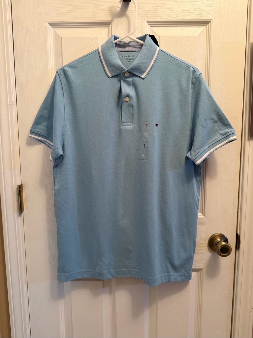 Tommy Hilfiger Light Blue Polo with White Trim